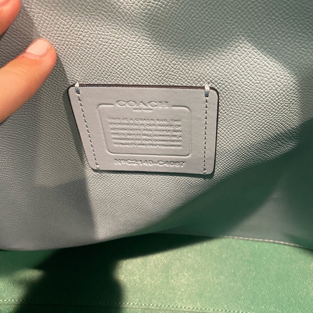 Coach Denim Blue Tote with Yellow Trim - Picture 7 of 10